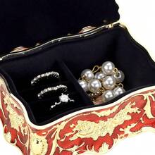 Hipiwe Vintage Jewelry Box, Small Enameled Trinket Box Organizer Rectangular Treasure Chest Box Jewelry Decorative Box Keepsake Gift Box Case For Women,3.7x 2.7x 2 Inch,Small,Red - Red - View 5
