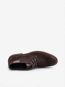 Men's Black Suede Lace-Up Ankle Boots Big Star OO174146, Genuine Leather Black Brown - Brown - View 4