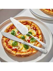 2pcs/Set New Floral Stainless Steel Cake Knife & Spatula Set, Wedding Birthday Cake Slicer, Bread Knife, Pizza Peel - Multicolor - View 4