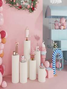 Giá trưng bày hình cột La Mã bằng giấy trắng trang nhã - Có thể gập lại, hình trụ, dùng trang trí tiệc cưới, sinh nhật và trưng bày cửa sổ cửa hàng bán lẻ, giá đựng đa năng cho cửa hàng hoa, đồ dùng ngày lễ, Halloween. - trắng - Xem 3