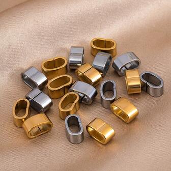 20pcs Stainless Steel Tube Rings, Leather Cord Locks, Oval Rings, Spacer Beads For DIY Jewelry Making Bracelets, Necklaces, Adjustable Closure Accessories