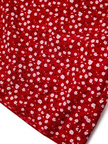 Váy hở lưng họa tiết hoa đơn giản dành cho nữ có dây mảnh, thích hợp cho kỳ nghỉ - Đỏ - Xem 3