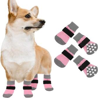 Anti-Slip Dog Socks With Gripping Particles, Suitable For Small, Medium, Large Dogs And Puppies, Prevent Paw Licking, Anti-Slip Dog Shoes For Hardwood Floors