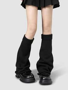 半双装纯色针织腿套，女士针织腿套，Y2K亚文化喇叭腿套，JK长款腿套，适合春秋季穿着 - 常規款 - 查看 6