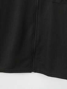 男士两件套，时尚简约拉链外套（带领子和口袋）+抽绳腰裤，轻盈涤纶面料，适合春秋季休闲、日常、度假穿着，也可作为送给男友的礼物。 - 黑色 - 查看 7