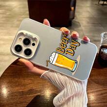 Funda de Teléfono Día de la Cerveza para iPhone 17 16 15 14 13 12 11 Pro Max Estilo Moderno Resistente a Manchas Duradera a la Moda Protectora Ligera Absorbente de Impactos Resistente a Arañazos Regalo de Alta Calidad Bestseller Nueva Llegada - Blanco - Ver 3