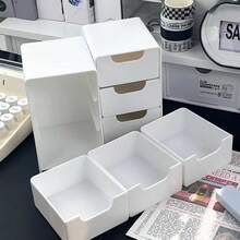 1个迷你三层可堆叠塑料桌面收纳盒，带抽屉 - 现代办公用品、化妆品和珠宝收纳盒、桌面收纳盒、小饰品收纳盒 - 彩色 - 查看 7