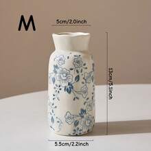 1pc/3pcs Handmade Vintage Style Ceramic Vase, Decorated With Blue Plum Blossom Pattern, French Countryside Style, Fresh And Elegant, Wavy Rim Design, Floral Vase Suitable For Fresh/Dried Flowers/Roses, Suitable For Kitchen, Room, Foyer, Living Room, Tabletop Decor, Birthday/Graduation Gift, Gift For Boyfriend/Girlfriend, Holiday Decoration, Ramadan Decor, Ramadan Gifts - Multicolor - View 12