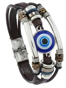 1pc Punk Retro Demon Eye Faux Leather Bracelet, Suitable For Men And Women, Party, Daily Wear, Exquisite Holiday & Birthday Gift - Multicolor - View 4