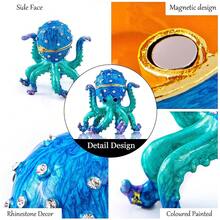 YU FENG 2.5'' Hand-Painted Enamel Octopus Jewelry Trinket Box Hinged Jewelry Organizer With Crystals Ring Earring Storage Box Blue Sea Animal Figurine Keepsake Collectible Christmas Gift,Octopus - Octopus - 查看 6
