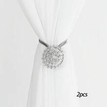 1pc/2pcs Crystal 3D Magnetic Curtain Clips, Elegant & Fashionable Automatic Curtain Tiebacks, No Drilling Required, Won't Damage Walls, Can Firmly Hold Curtains And Also Serve As Exquisite Home Decor - Multicolor - View 13