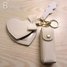 1 Set Portable Compact Mirror & Lipstick Case, Elegant Romantic Dust Cover Small Mirror + Lip Balm Mini Pouch Set, PU Leather Material Small Pouch, Can Be Used As Keychain, Bag Charm, Decorative Accessory, 2-Piece Makeup & Grooming Mirror Set - Multicolor - View 13