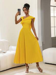 Faeriesty Đầm dạ hội dài thướt tha, sang trọng với điểm nhấn nơ xếp nếp, thân áo ôm sát và chân váy xếp ly rộng bồng bềnh – Lý tưởng cho đám cưới, tiệc gala, lễ trao giải và tiệc chiêu đãi trang trọng, trang phục đón năm mới, ngày Valentine và các bữa tiệc khác. - Màu vàng - Xem 5