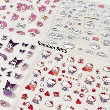 Sanrio 三丽鸥 4/8 片装卡通 Hello Kitty 家居系列贴纸，酷洛米猫咪贴纸，女孩爱心防水 Gukagu 手账装饰贴纸（不重复），手账高档材质小贴纸 - DIY 玩具贴纸，多用途贴纸