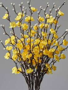 6/10/8pcs Artificial White Snow Plum Blossom, Fake Mulberry, Plastic Material, Suitable For Bedroom, Wall, Home, Hotel, Office, Wedding, Party And Garden Decoration, Can Also Be Used As Center Pieces, Room Decor, Home Decor, Autumn Decor, Wedding, Bedroom Decor, Wall Decor, Wedding Decorations, Room Decor, Home Decor, Autumn Home Decor, Wedding Decor, Wedding Decorations, Autumn Home Decor - Yellow - View 15