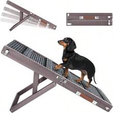 2025 Upgraded Dog Ramp For Couch Foldable Small Dog Ramp For Low Bed 4 Adjustable Height From 13'' To 21" Portable Stable Pet Steps With Non-Slip Pad Pet Ramps Use For Sofa Couch Stairs - Grey Purple - View 1