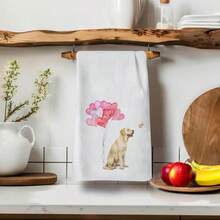 2/4pcs Heart Dog Print Kitchen Towels, Cartoon Puppy Heart Design, Machine Washable Reusable Dish Cloths, Suitable For Home, Kitchen, Bathroom, Car, Window Cleaning - Soft Knitted Dish Towels, Valentine's Day Decor - Multicolor - View 2