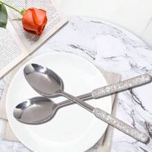 一套镶钻不锈钢刀叉勺餐具，高品质西式餐具，适用于西餐、甜点、家居、厨房、餐厅，也适合节日、婚礼、生日、派对、新年、情人节、斋月等场合作为礼物。 - 彩色 - 查看 11