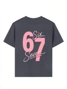 女童休闲印花圆领短袖T恤，夏季上衣