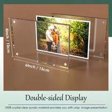 1/5 Packs Acrylic Photo Frames, 4*6 Inches, 1.57*2.36 Inches, Transparent Double-Sided, With Magnetic Acrylic Self-Standing Photo Frame, Suitable For Home And Office Decoration, Displaying Couple Photos, Wedding Table Cards, Valentine's Day Gifts - Clear - View 13