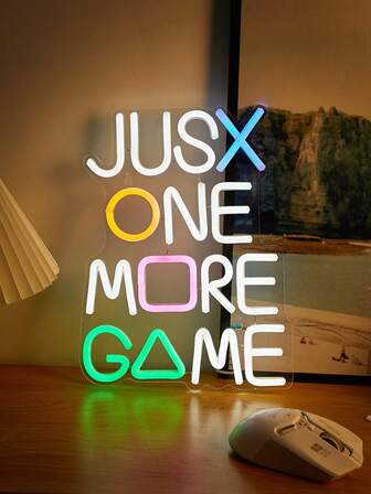 1pcJUSX ONE MRE GME Neon Sign, Multicolor LED Neon Light Sign With Push Button Control, USB Powered Wall Hanging Decor For Gaming Room, Festive, Wedding - Plastic Material, Multipurpose Use, No Batteries Required