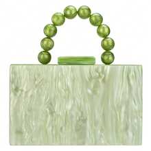 Gets Acrylic Clutch Bag,Acrylic Purse Evening Clutch Marble Handbag Women's Crossbody With Pearl Chain Formal Wedding Prom Party - 淺綠色 - 查看 2