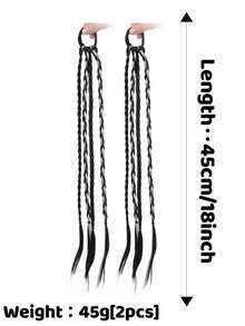 2pcs 18inch Synthetic Ponytail Hair Extensions, Y2K Cute And Cool Girl Braided Hair Extensions - Multicolor - View 4