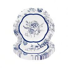 10pcs/20pcs/50pcs 5.5 Inch Blue Floral Paper Plates Blue And White Scalloped Plates Vintage Flower Disposable Cake Dessert Plate For Baby Shower Wedding Birthday Garden Tea Party Decorations - Multicolor - View 6