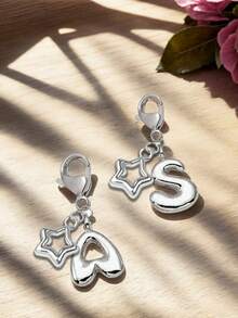 Bubble Cute Bag Pendant -Paired With Hollowed Out Star Accessories, Shining Letters A-Z, Shiny Alloy Bag And Backpack Pendant - Perfect Gift For Birthdays And Special Occasions, Headphone Pendant, Keychain Ring Bag Backpack Pendant, Car Pendant Women And Girls Gifts, Wallet And Handbag Accessories. Mother's Day Gifts, Valentine's Day Gifts - Multicolor - View 7