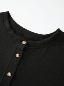 Women Half Sleeve Cropped Cardigan Shirt Short Sleeve Button Down Open Front Crewneck Loose Fit Knit T Shirt Y2k Casual Crop Tops Summer Fall Lightweight Jacket Outwear - 黑色 - 查看 6