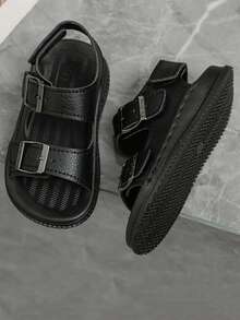 1 đôi dép xăng đan cổ điển mới, đế mềm, nhẹ, đa năng dành cho học sinh. - màu đen - Xem 2