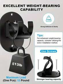 2/4 piezas Soportes para barras de cortina sin taladro, soportes para barras de cortina autoadhesivos mejorados, ganchos decorativos para el hogar, ganchos ajustables universales para barras de cortina sin clavos, adecuados para baño, dormitorio, sala de estar, cocina, instalación sin taladro, soportes minimalistas, diseño contemporáneo, montaje adhesivo, soportes ligeros, barras montadas en la pared, regalo de decoración del Día de San Valentín - Negro - Ver 3