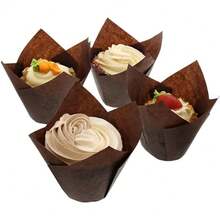 Cupcake De Tulipán Natural Moldes Para Hornear Muffins Y Cupcakes De Tulipán Natural Vasos Desechables Para Hornear Estuches Para - 1 - Ver 4