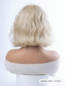 Perucă sintetică rezistentă la căldură, perucă cu păr scurt alb și auriu, fabricată din fibră, potrivită pentru utilizare zilnică, perucă naturală din imitație de păr. - Aur - Vizualizare 4
