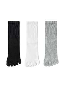 1/3/6双装男士时尚复古抗菌五趾袜，百搭可爱中筒袜，适合日常穿着和运动，春/秋/冬三季皆宜 - 彩色 - 查看 13