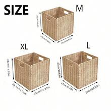 Handwoven Storage Basket, Large Capacity Multifunctional Storage Basket, Woven Cubic Storage Basket, Suitable For Living Room, Bedroom, Home Storage, Kitchen, Dorm, Office, Storage, Cosmetic Storage Box, Storage Box, Basket, Organization, Room Storage, Storage, Storage Box, Trash Can, Gift Basket, Gift Box, Gift Basket, Wall Cabinet, Home Decor, Kitchen Accessories - Khaki - View 4
