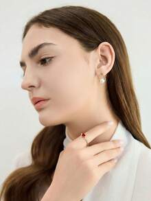 Clariva 1pc Minimalist Heart Design Engagement Ring, Suitable For Daily Wear New Year - Yellow Gold - View 2