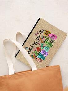 Bolsa de maquillaje de viaje linda impresa con "Dios dice que eres", organizador de cosméticos ligero, monedero para artículos de viaje esenciales, bolso y estuche de maquillaje, bolsa de estilo de vacaciones con diseño de letras, adecuada para bodas, cumpleaños, playas y vacaciones, es el mejor regalo para familiares y amigos. Esta bolsa grande es adecuada para estudiantes, regalo perfecto para el Ramadán, Eid, San Valentín, Navidad o Acción de Gracias. - Multicolor - Ver 8