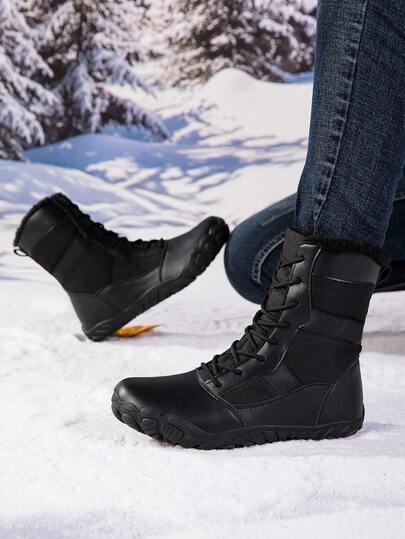 冬季新款加厚保暖男士五指鞋宽头橡胶靴，耐磨户外运动鞋徒步靴，日常百搭，保暖冬靴