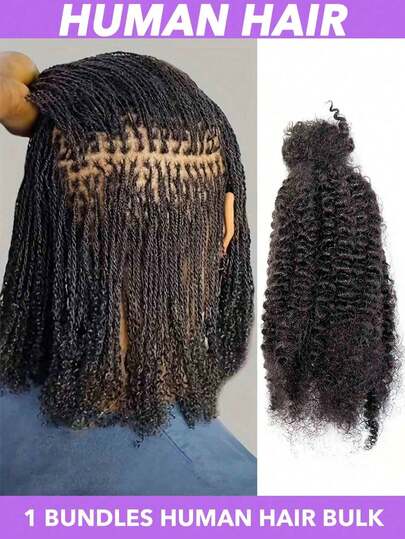 50g Afro Kinky Bulk Human Hair Extensions - 8 10 12 14 16 18 20 Inch,Human Hair For Dreadlocks, Twists & Braids, Bleachable & Dyeable,Natural Black Color,Perfect For Men & Women ,Ideal For Valentine's Day, Mother's Day & Spring Styling, Versatile Hair Styling ,Realistic Hair Wig,Quality Hair Product