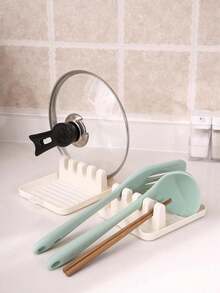 1pc/2pcs PP Spoon Rest, Soup Spoon Holder, Spoon Pad, Shared Spoon Holder, Heat Insulation Mat, Kitchen Tool - Multicolor - View 2