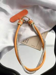 1pc INSY Rhinestone Embellished PU Leather Wristlet Phone Lanyard Bag Charm - Multicolor - View 13