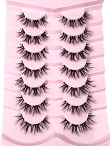 7 Pairs Luxury Fluffy False Eyelashes - Dense & Lengthening, 3D Lash Effect, Comfortable & Transparent, Reusable, Soft & Lightweight, Faux Mink Lash Strips For Alluring Eye Makeup - Cat eye Lashes - View 3