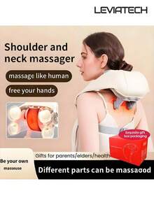 LEVIATECH 3D Kneading Neck & Shoulder Massager, Rechargeable, Office Essential, Mother's Day Gift, Relieve Neck Pain, Upgraded Massage Gun, Portable