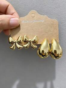 4/6/16pcs Fashion Earring Set, Butterfly Series Earrings, Suitable For Daily And Holiday Wear, Women Earring Set - Gold - View 9