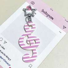 1pc Korean Retro Sweet Polka Dot, Stripe, Star, Music Note Keychain, Phone Charm, Bag Pendant, CCD Charm, Phone Lanyard - Multicolor - View 10