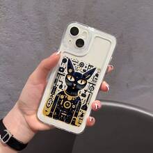 A Leisurely Black Cat Transparent Phone Case, Suitable for  15/15Plus/15Pro/15Promax,  14/14Plus/14Pro/14Promax,  13/13Pro/13Promax,  12/12Pro/12Promax,  11/11Pro Max/ 7/8/ X/Xs, Dustproof and Shockproof - Color mixto 1 - Ver 6