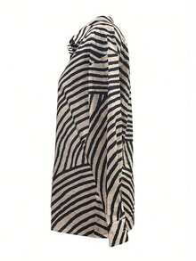 1 قطعة قميص كاجوال للنساء بطبعة زهرية على الياقة وأكمام طويلة، ملابس علوية بأكمام طويلة مناسبة للمكتب والعطلات والمنزل والارتداء اليومي والمناسبات - الأسود - مشاهدة 6