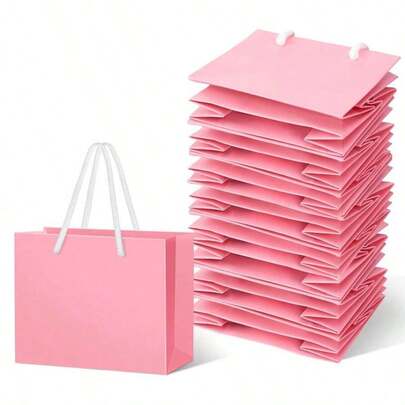 20 túi quà nhỏ màu hồng có quai xách - Thích hợp cho người làm đồ thủ công, người tổ chức tiệc, người tặng quà, dùng trong đám cưới, sinh nhật, tiệc tùng, làm đồ thủ công, quà tặng và đựng trang sức - Giấy Kraft màu hồng (4x5x2 inch) Túi quà tặng cỡ vừa-nhỏ