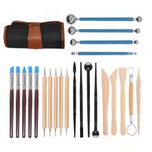 5/24/41/45pcs Wooden Handle Pottery & Sculpture Tool Set, Suitable For Ceramic, Polymer And Plastic Clay - Non-Powered Carving, Shaping And Modeling Tool Kit - Multicolor - View 10